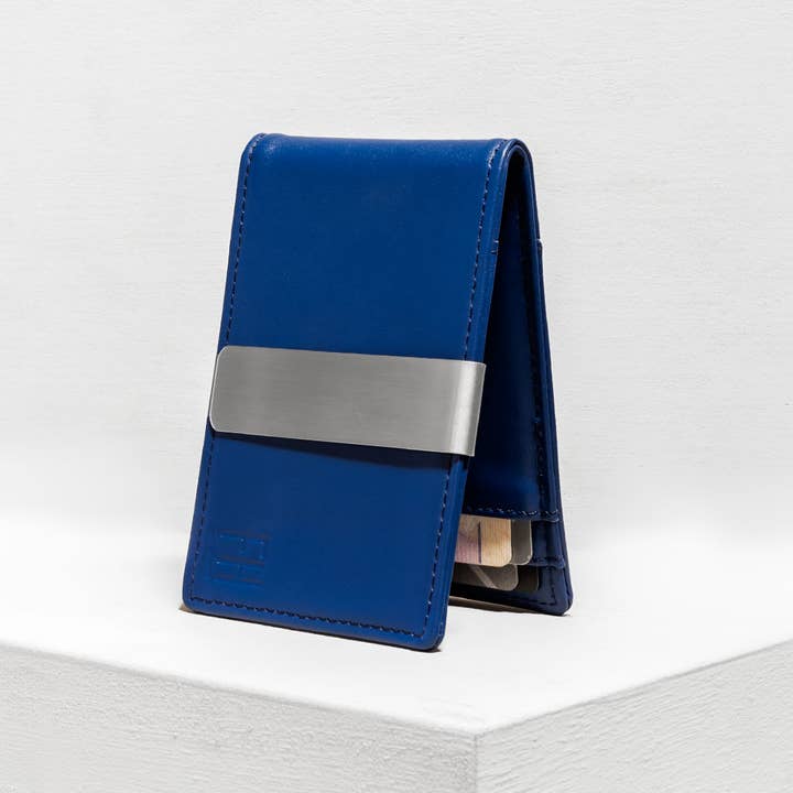 Blue Money Clip Wallet for wholesale by Forrest & Harold