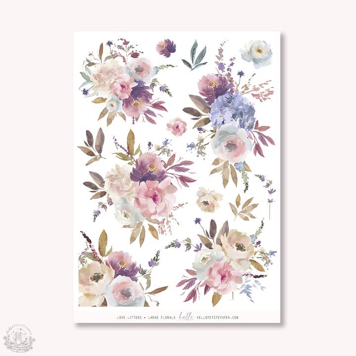 Kærlighedsbreve - Store blomsterdekorationsklistermærker for engroshandel hos Hello Petite Paper