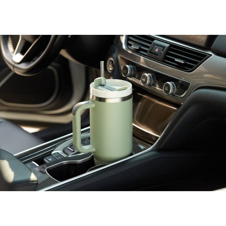 Kook - Wholesale Insulated Mug/Tumbler - Kook Stainless Steel Tumbler, with Straw and Handle, 40 oz