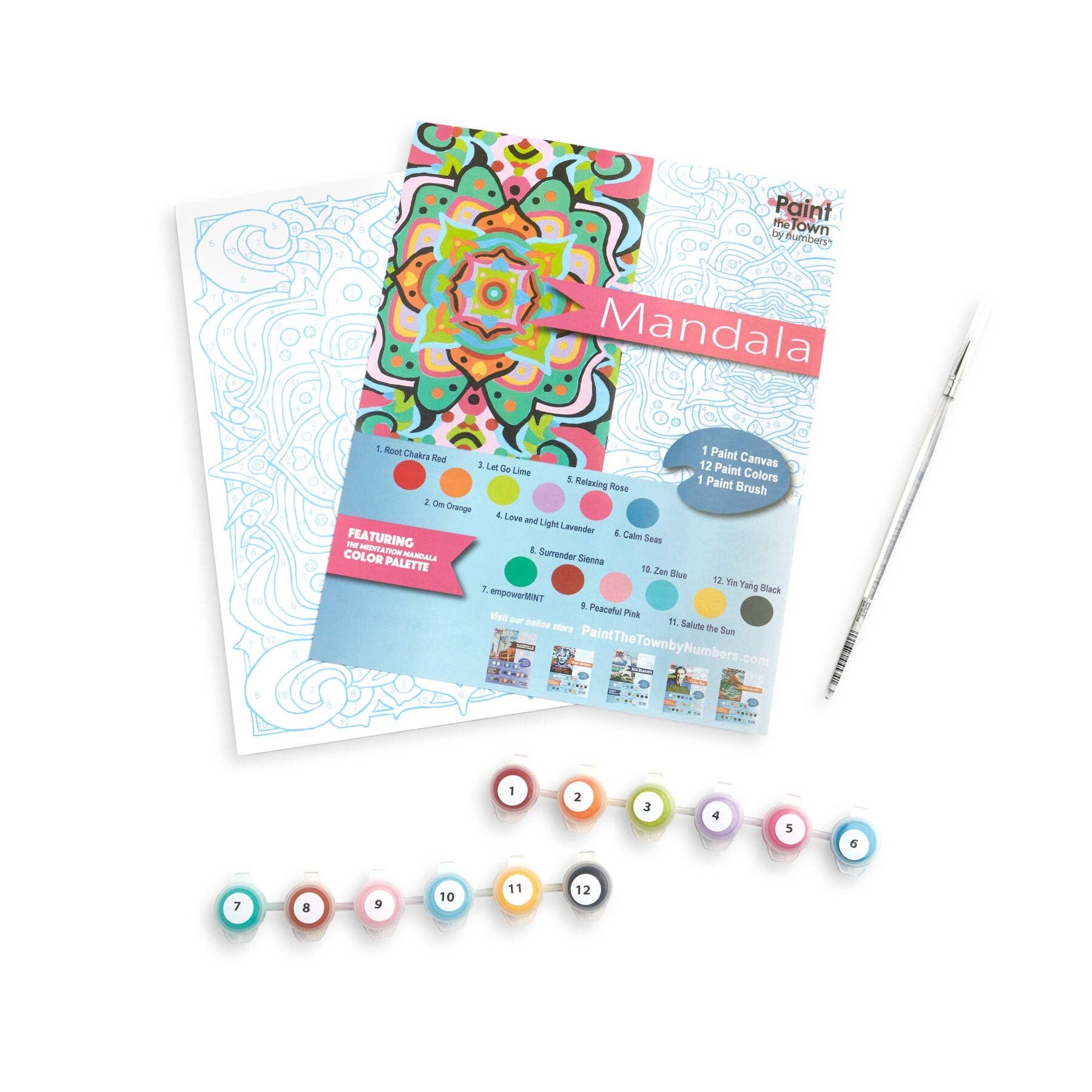 Paint the Town by Numbers - Vente Kit de bricolage - Kit de peinture Mandala de méditation par numéro 8 » x 10 »1