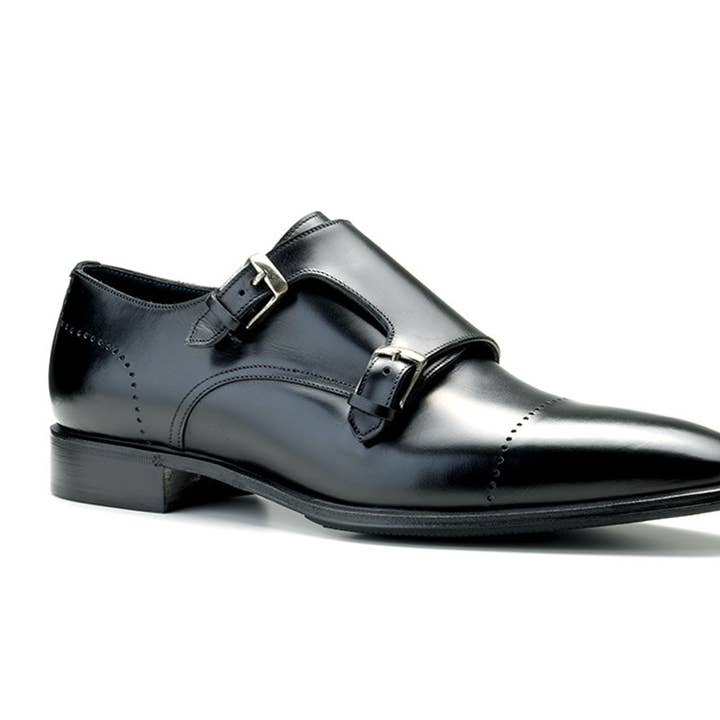 Double Monk Vincent in Nero for wholesale by Risch Shoes