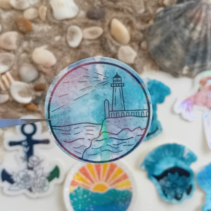 Ocean holographic stickers for wholesale by La baleine qui embosse