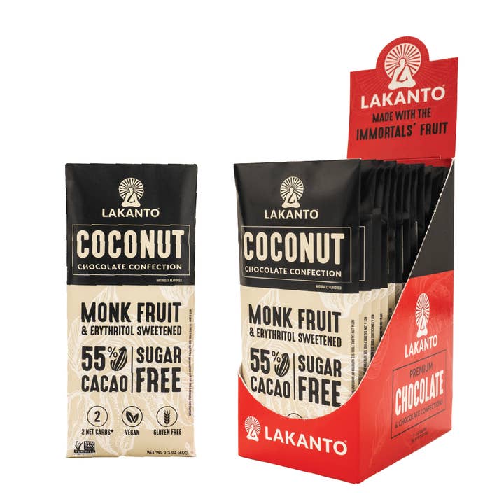 Lakanto - Wholesale Chocolate Bar - Lakanto Coconut Chocolate Bars 55% Cacao (12 Bars)