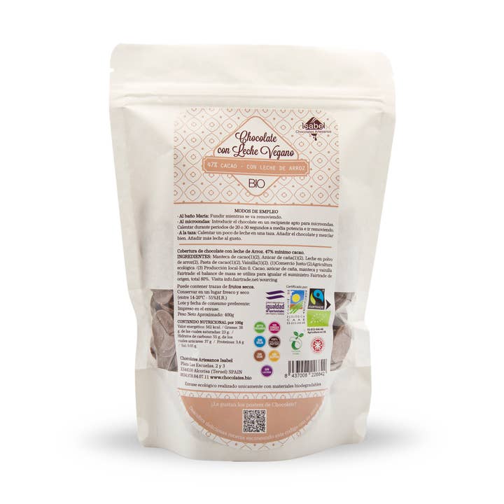 Madlavningssortiment - VEGANSK mælkechokoladeovertrukne DRÅBER (6 stk) for engroshandel hos CHOCOLATES ARTESANOS ISABEL