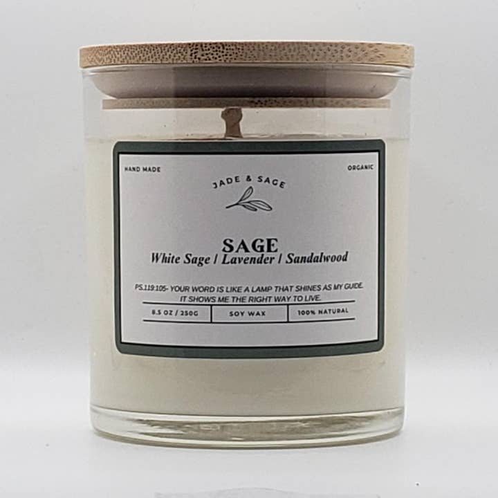 SAGE SOY 8.5 OZ. CANDLE for wholesale by Jade & Sage LLC