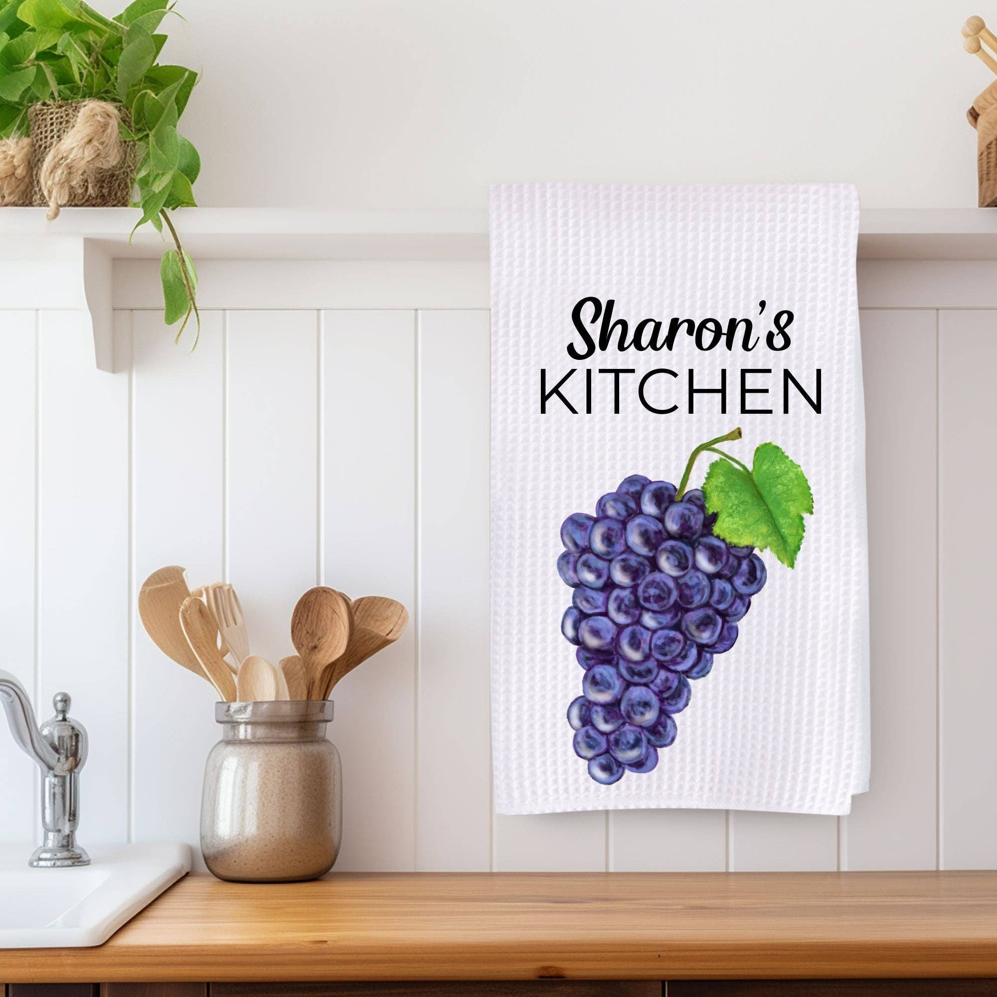 MerikaArt - Wholesale Tea Towel - Purple Grapes Kitchen Towel1