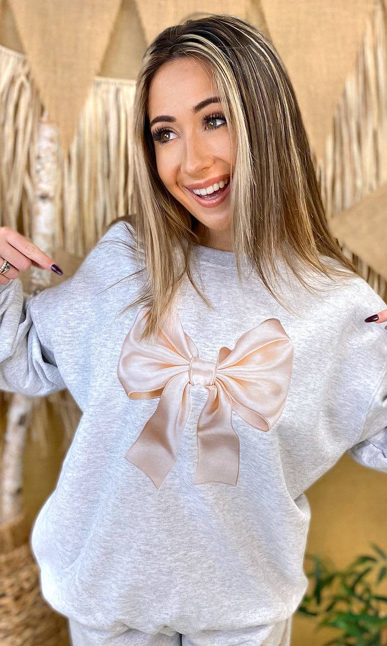 Sugar Stitch - Wholesale Graphic Sweatshirt - Women's - Satin Bow Graphic Sweatshirt2