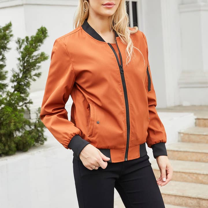 Rosa Clothing - Wholesale Bomber Jacket - Women's - zip front bomber jacket with side pocket25
