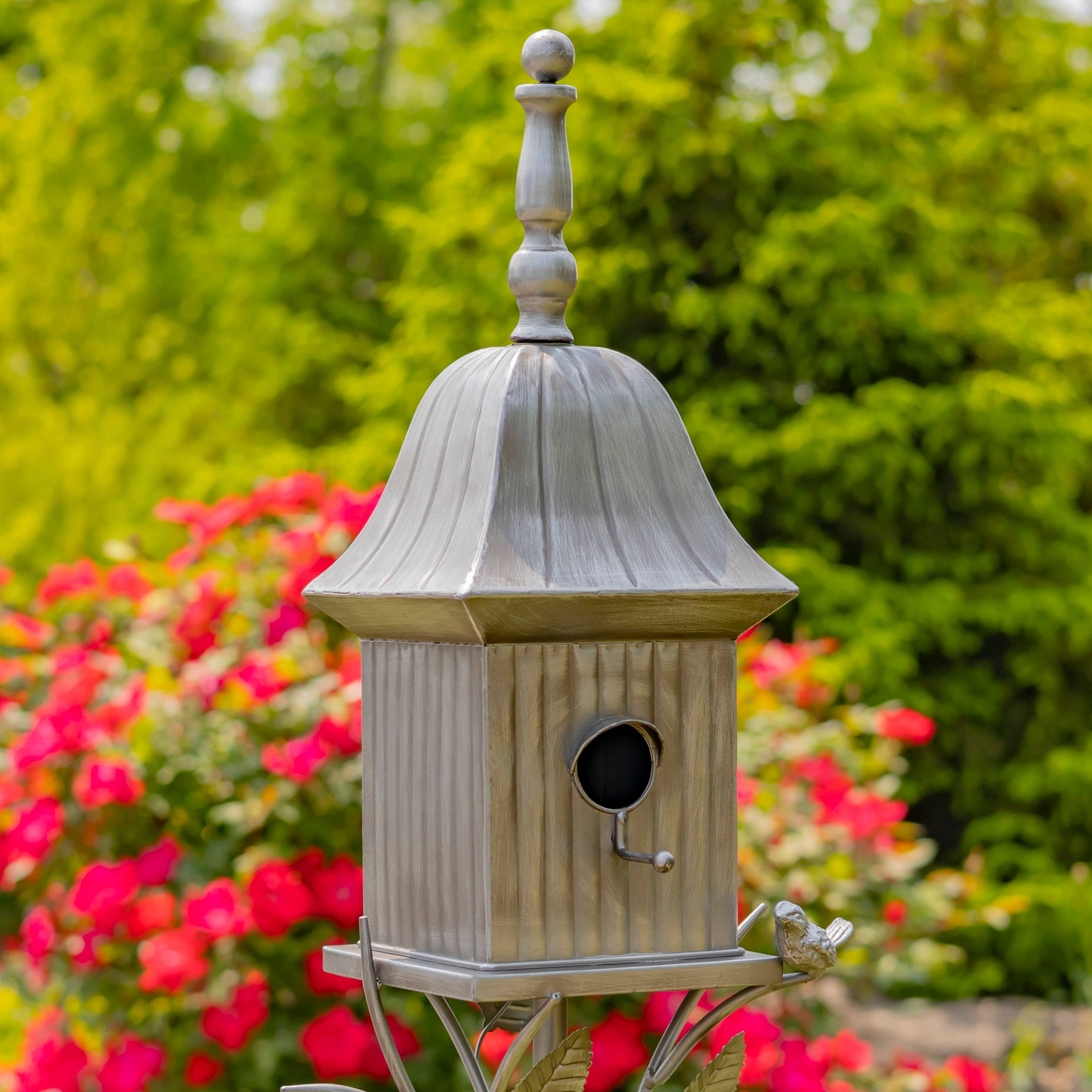 Zaer Ltd. International - Wholesale Bird House - 64.5" Tall Iron Birdhouse Stake "Ava"- 2 Color Options4