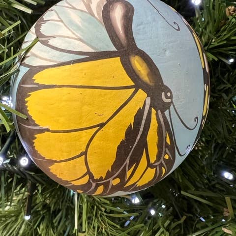 Adornos navideños mariposa bola azul para venta al por mayor de Erik & Mike