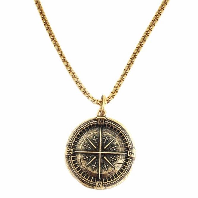Large Compass Coin Necklace for wholesale by B.BéNI® Christian & Jewish Jewelry
