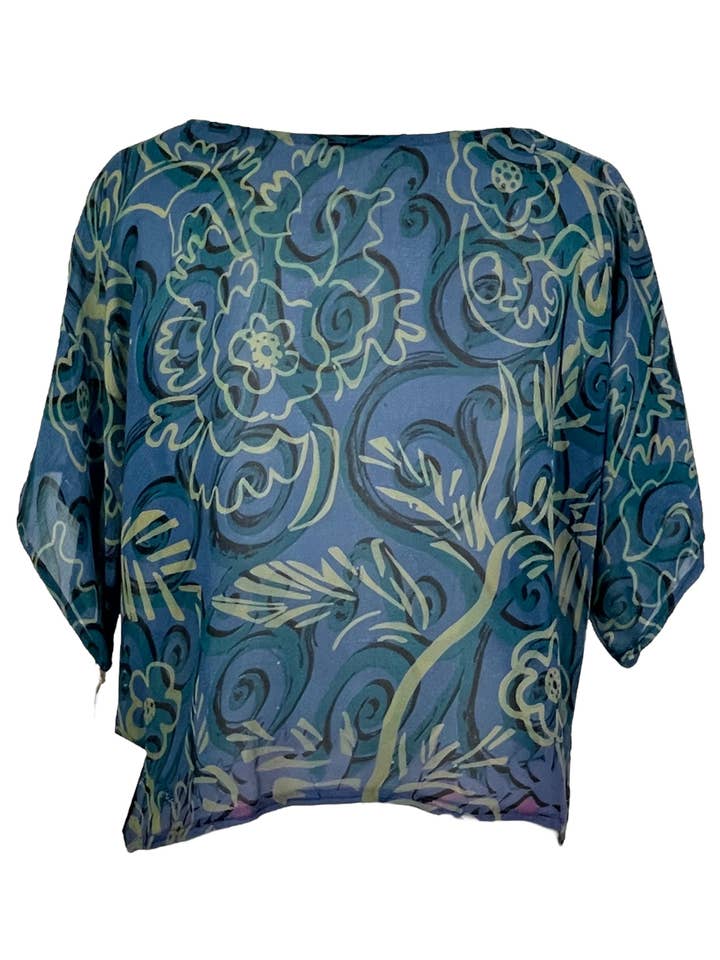 sariKNOTsari - Wholesale Blouse - Women's - PRG4912 Sheer Avatar Pure Silk Boxy Top1