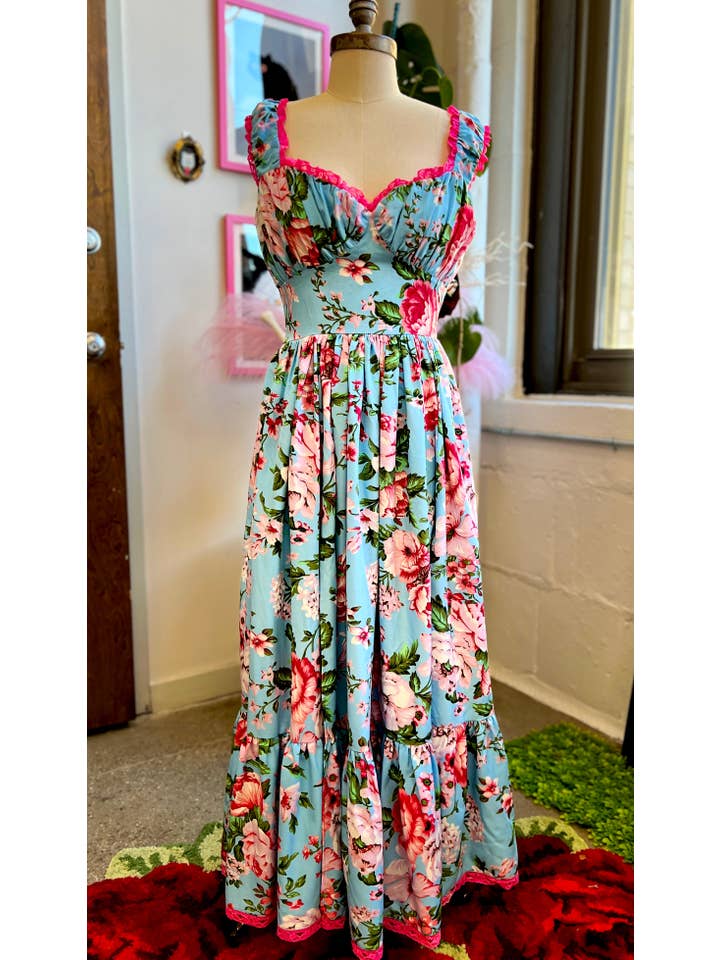 Wax Poetic Clothing - Wholesale Dress - Women's - Cosette Maxi Dress in Pink Rose Print2