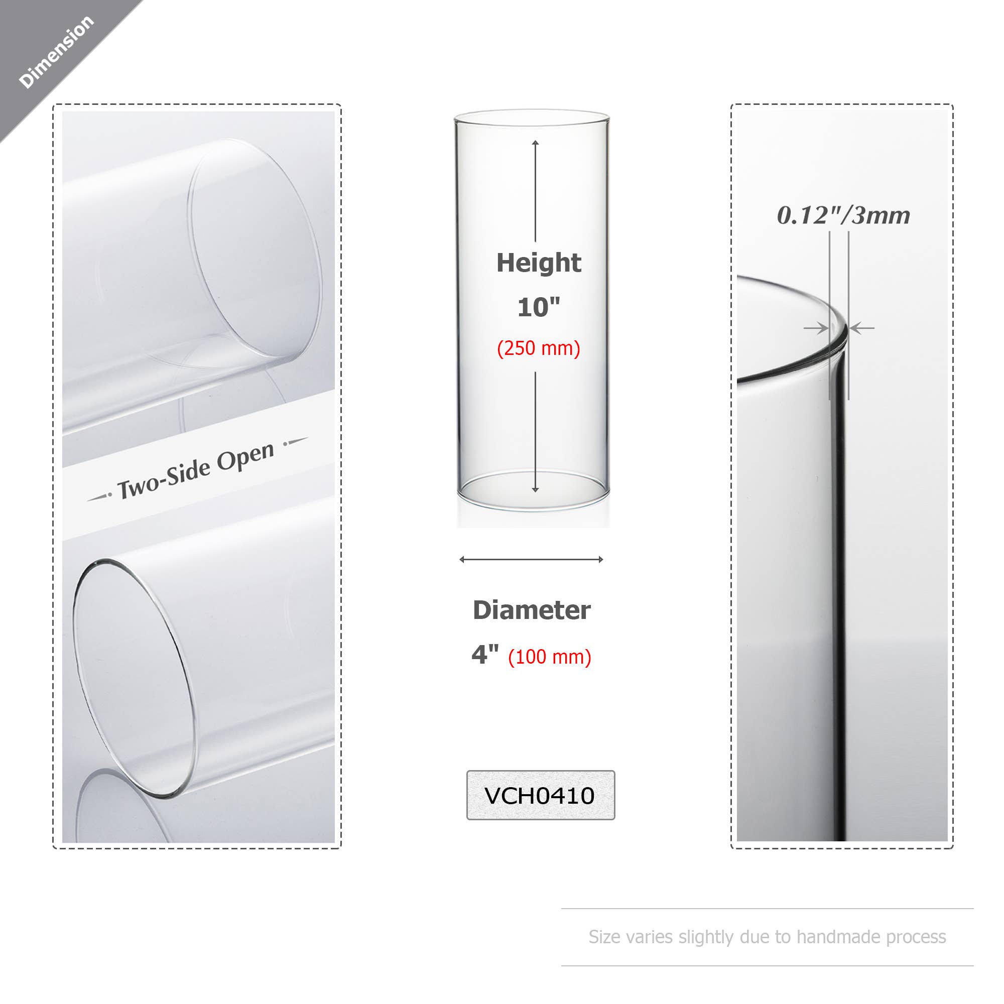 WGV International - Wholesale Candle Holder - WGV Clear Hurricane Candle Shade Chimney Tube- 4" x 10"H1