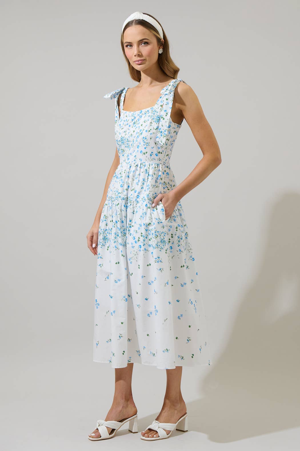 WHT BLUES GRN Miley Floral Thea Maxi Dress for wholesale on Faire2