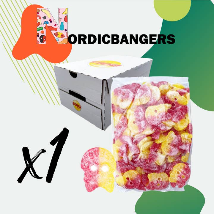Nordicbangers - Swedish Candy Supply - Wholesale Gummy - Bubs Swedish Candy Box 3.2kg Sourskull-Big - Mix your candy