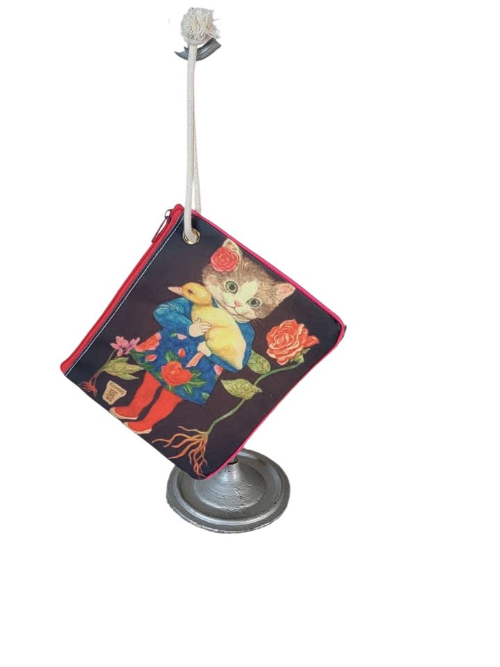 BA761 Wristlet Coin Purse - Cat Holding Duck for wholesale by Evergreen Guardian Imports