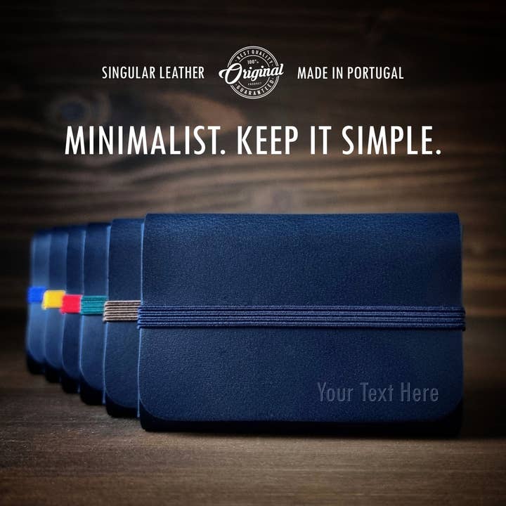 Marineblaues Lederportemonnaie - Minimalistisch und anpassbar für den Großhandel von Singular Leather