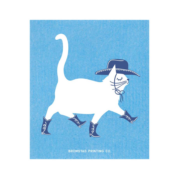 Cowboy Cat - Strofinaccio Svedese per la vendita all'ingrosso da parte di Bromstad Printing Co.