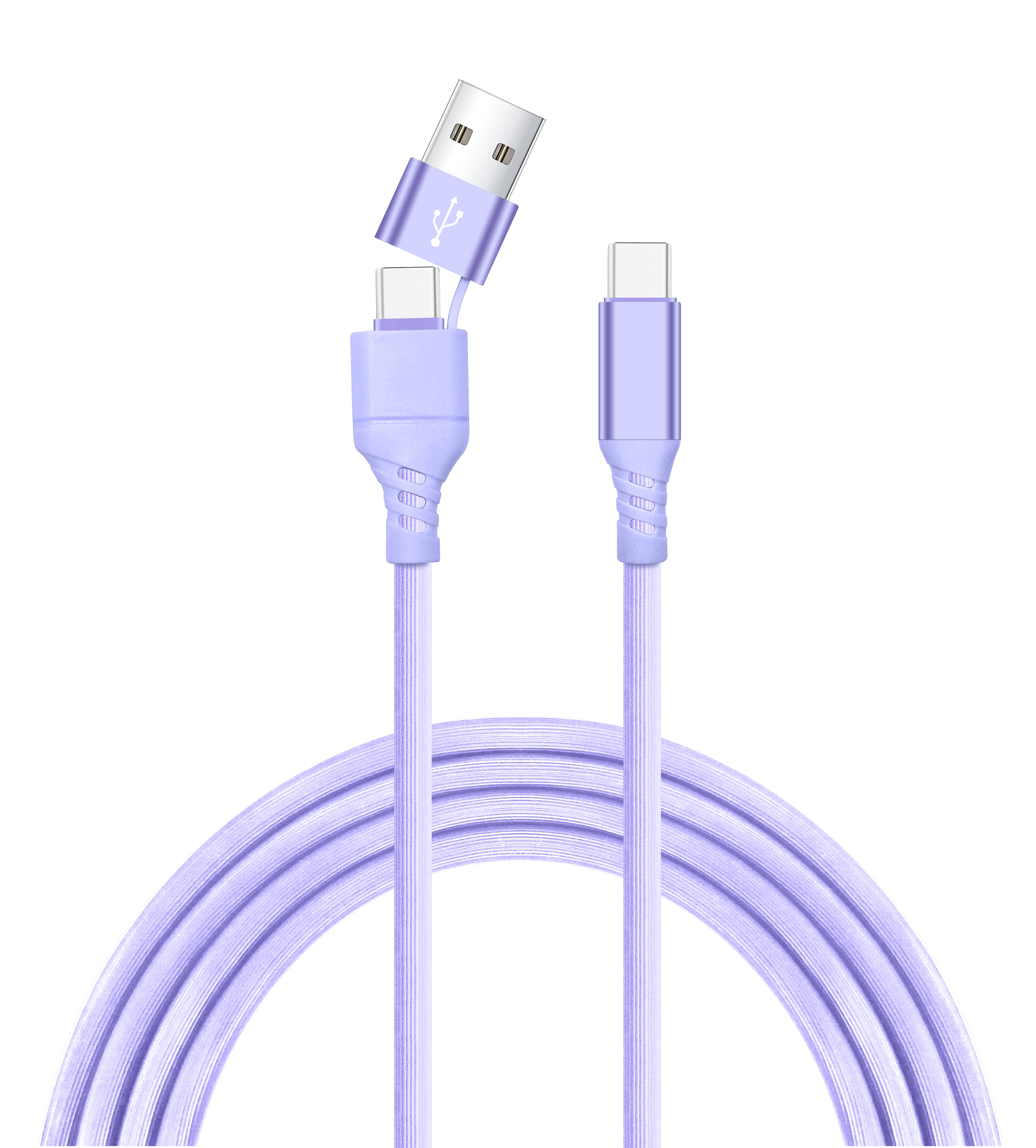 LAX Gadgets - Wholesale Charging Cable - 2-in-1 USB-A/USB-C to USB-C Fast Charging Cable- Retail Pack3