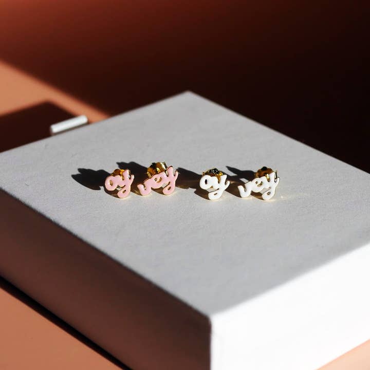 Mamaleh Jewelry - Wholesale Stud/Post Earrings - Oy Vey Enamel Studs