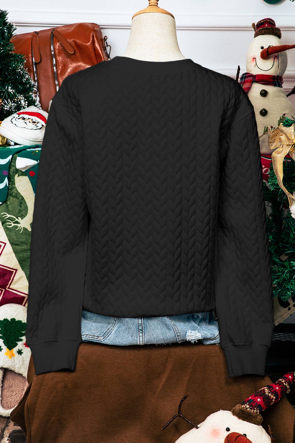 fashionworks - Wholesale Graphic Sweatshirt - Women's - Christmas Merry&Bright Cable Knit Pullover Sweatshirt*S-3XL8