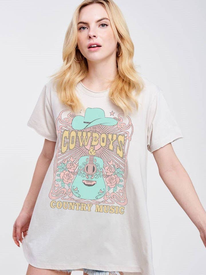 Cowboys & Country Music Graphic Cotton Tunic for wholesale by Zutter