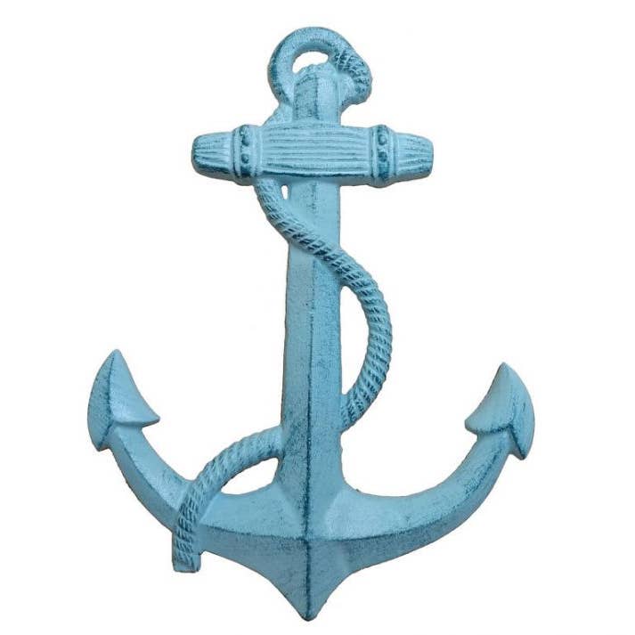 Anclaje rústico de hierro fundido blanqueado azul oscuro 17" para venta al por mayor de Hampton Ironworks