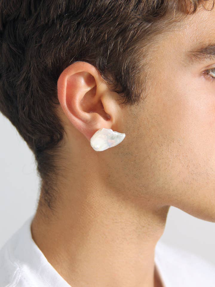 B. Pearl Petal Earring, Sterling Silver Post for wholesale by Sentient Jewelry