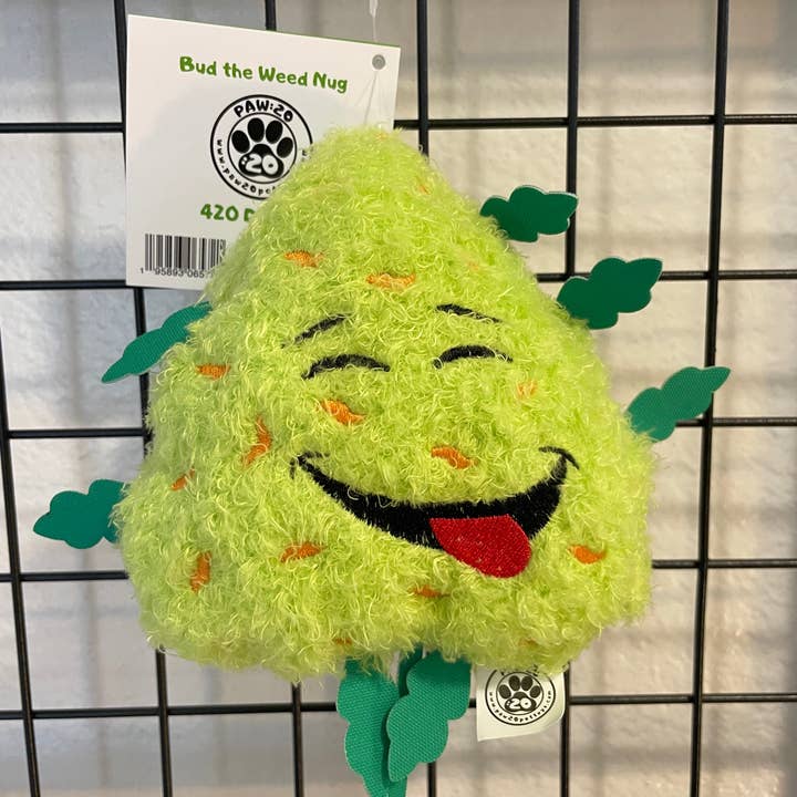 PAW:20 - Wholesale Pet Plush Toy - Dog - Bud the Weed Nug, Parody Plush Squeaker Dog Toy 6