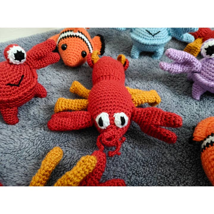 despinacrafting - Vendita all'ingrosso Peluche - Bambini e neonati - Giocattoli all'uncinetto a tema oceanico, giocattolo farcito con pesce, granchio, aragosta