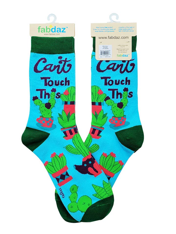 Fabdaz - Wholesale Socks - Women's - Can't Touch This Women's Crew Socks Featuring Prickly Cactus4