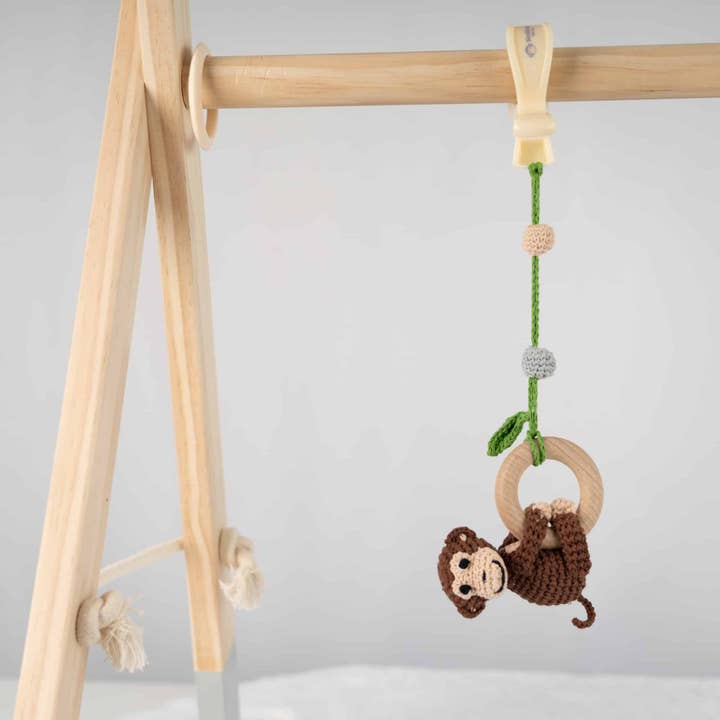 SindiBaba - Wholesale Classic Toy - Kids - Charlie Monkey 3in1 hanging toy in brown (organic)10