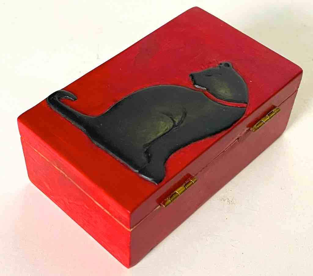 The Niger Bend - Wholesale Decorative Box - Cat Silhouette Design - Small Rectangle Soapstone Trinket Decor Box10
