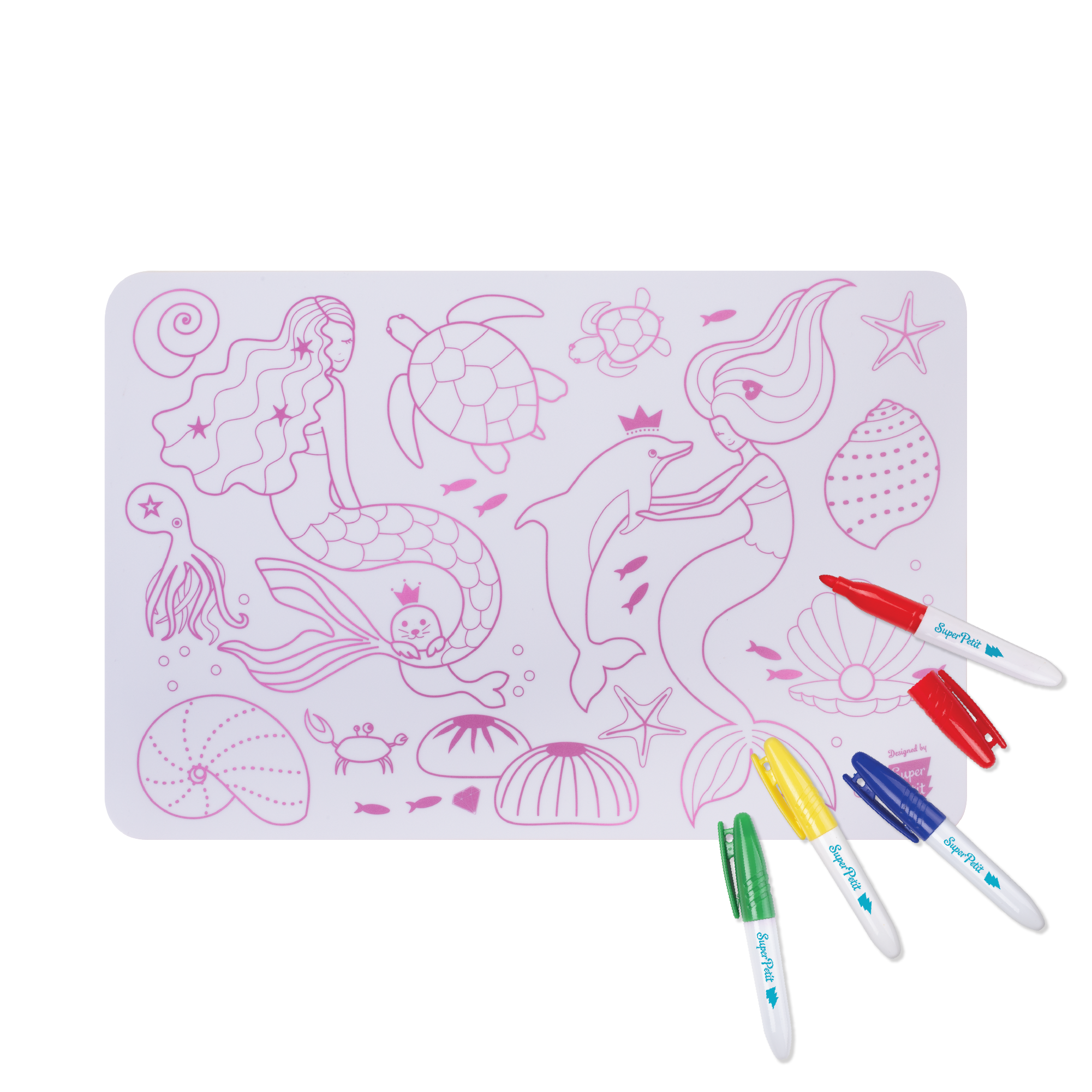 SuperPetit - Wholesale Coloring Mat - Kids & Baby - Nomad coloring: Mini Playmat SIRENE - 4 markers included2