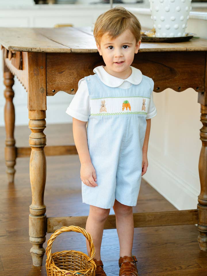 Ruth and Ralph - Wholesale Jumpsuit - Baby - Easter Bunny and Carrots Smocked Benjamin Jonjon4