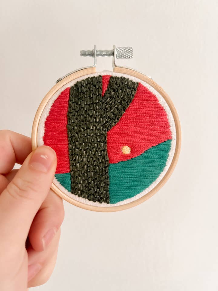 Saguaro Sunset 3" Mini Hoop DIY Embroidery Kit for wholesale by Handful of Made