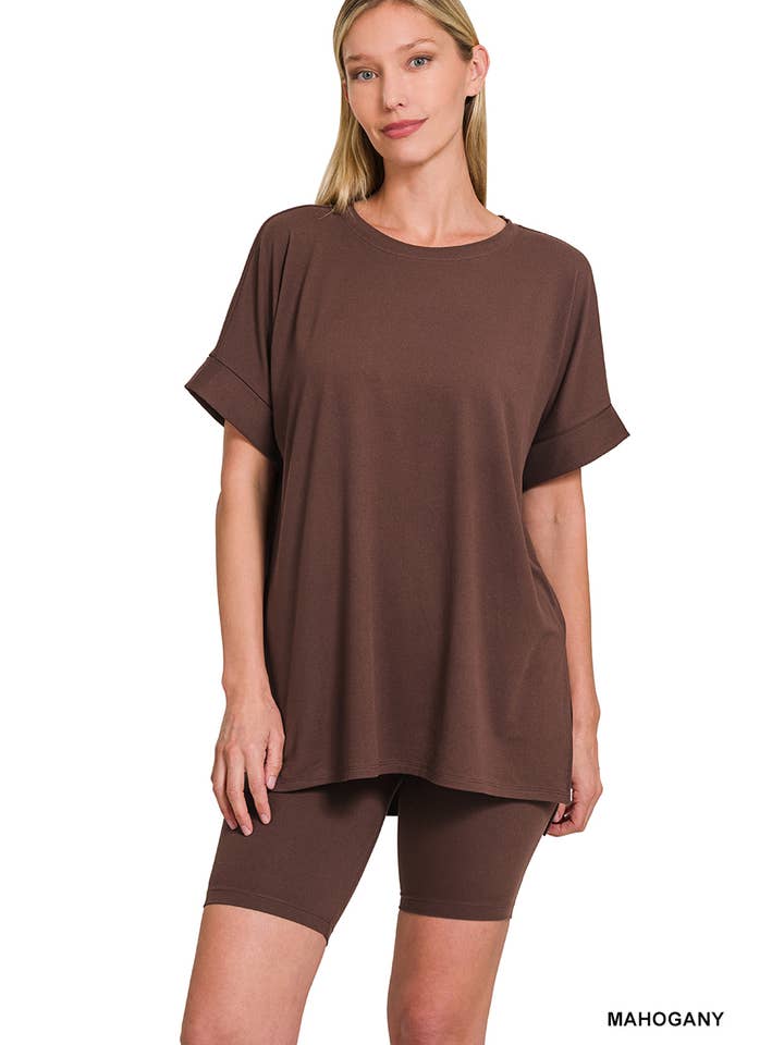 42POPS - Wholesale Lounge Set - Women's - `.Hi Low Hem Top & Biker Shorts 2pc Set45