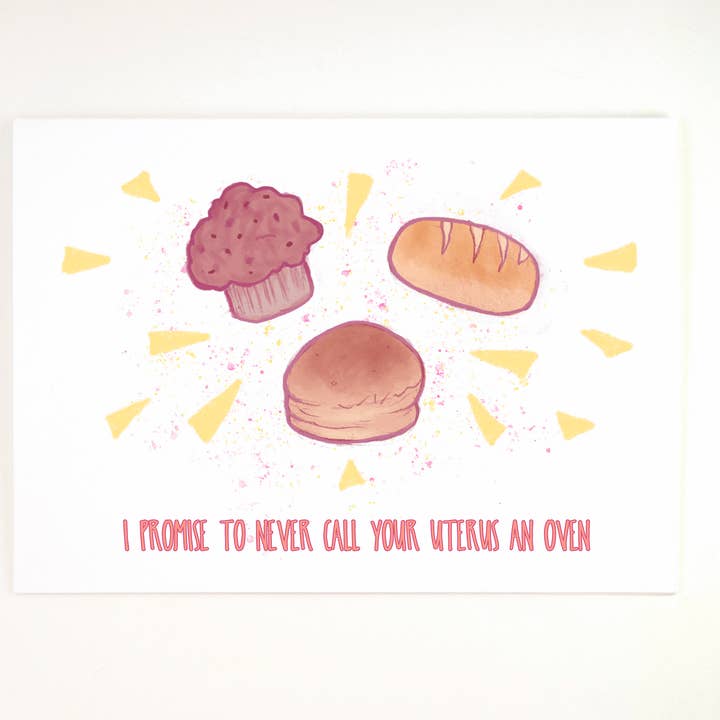 Not An Oven// Funny Pregnancy Greeting Card for wholesale by Awkward Affections