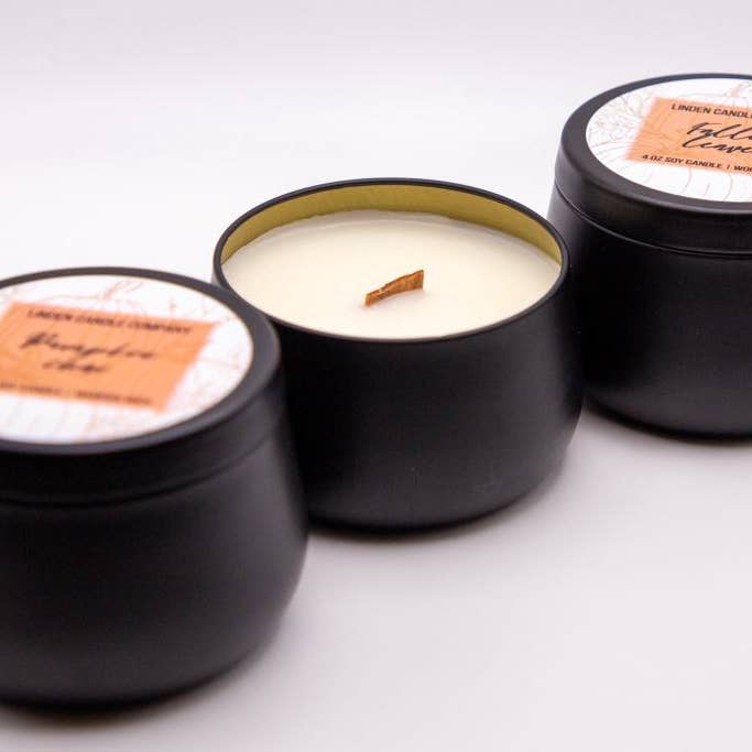 Linden Candle Company - Venta al por mayor Vela aromática de viaje - Vela de viaje Gingersnap Pumpkin Fall de 4 oz2
