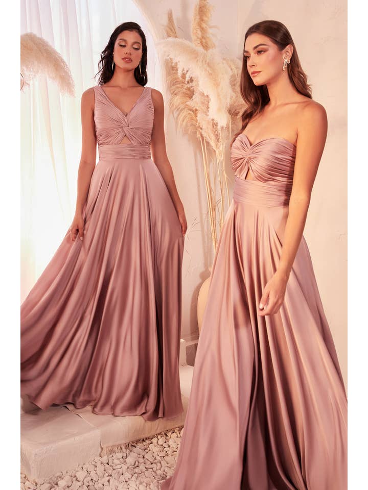 Ladivine by Cinderella Divine - Wholesale Gown - Women's - STRAPLESS A-LINE SATIN KEYHOLE DRESS