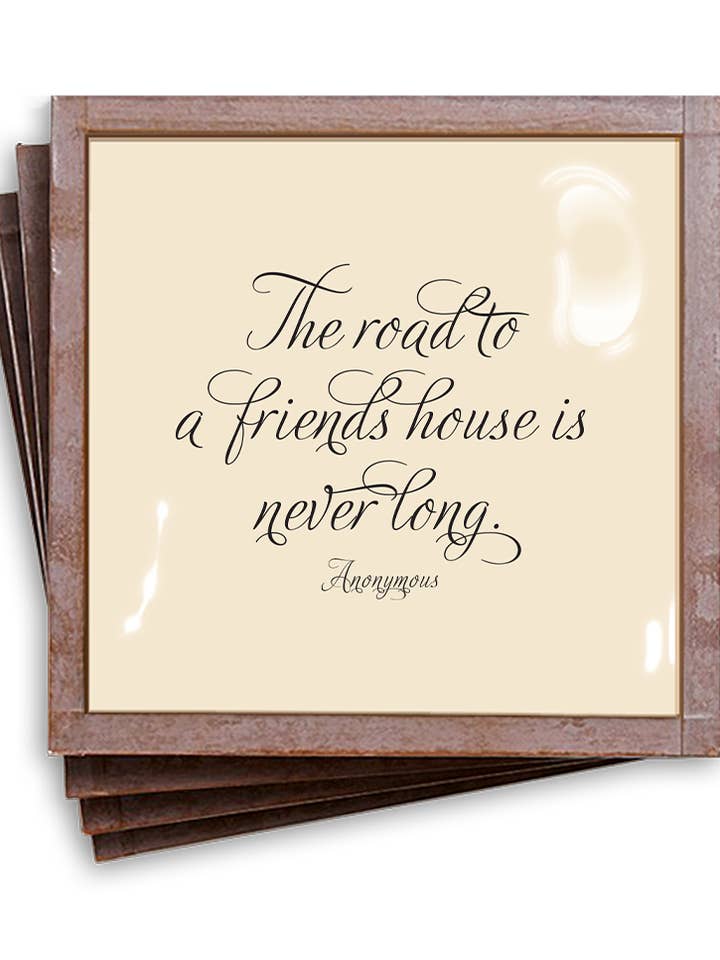 The Road to a Friends House Copper & Glass Coasters, Set/4 for wholesale by Ben's Garden