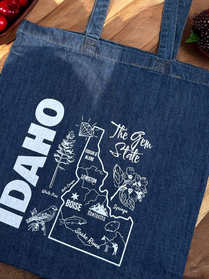 Idaho Denim Tote for wholesale by Iron Pine