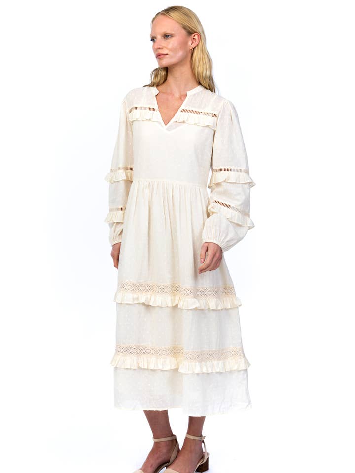 Cream Tapasi Ruffled Dress for wholesale on Faire2
