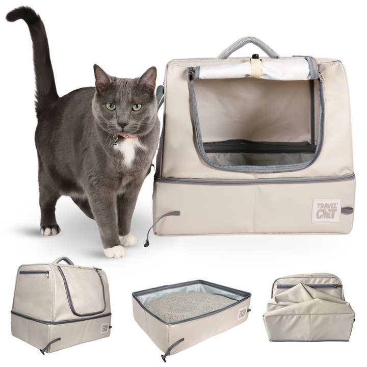 Travel Cat Wholesale - Wholesale Pet Carrier - Cat - "The Porta-Pawty+" Covered Travel Litter Box - Portable Bathroom for Cats