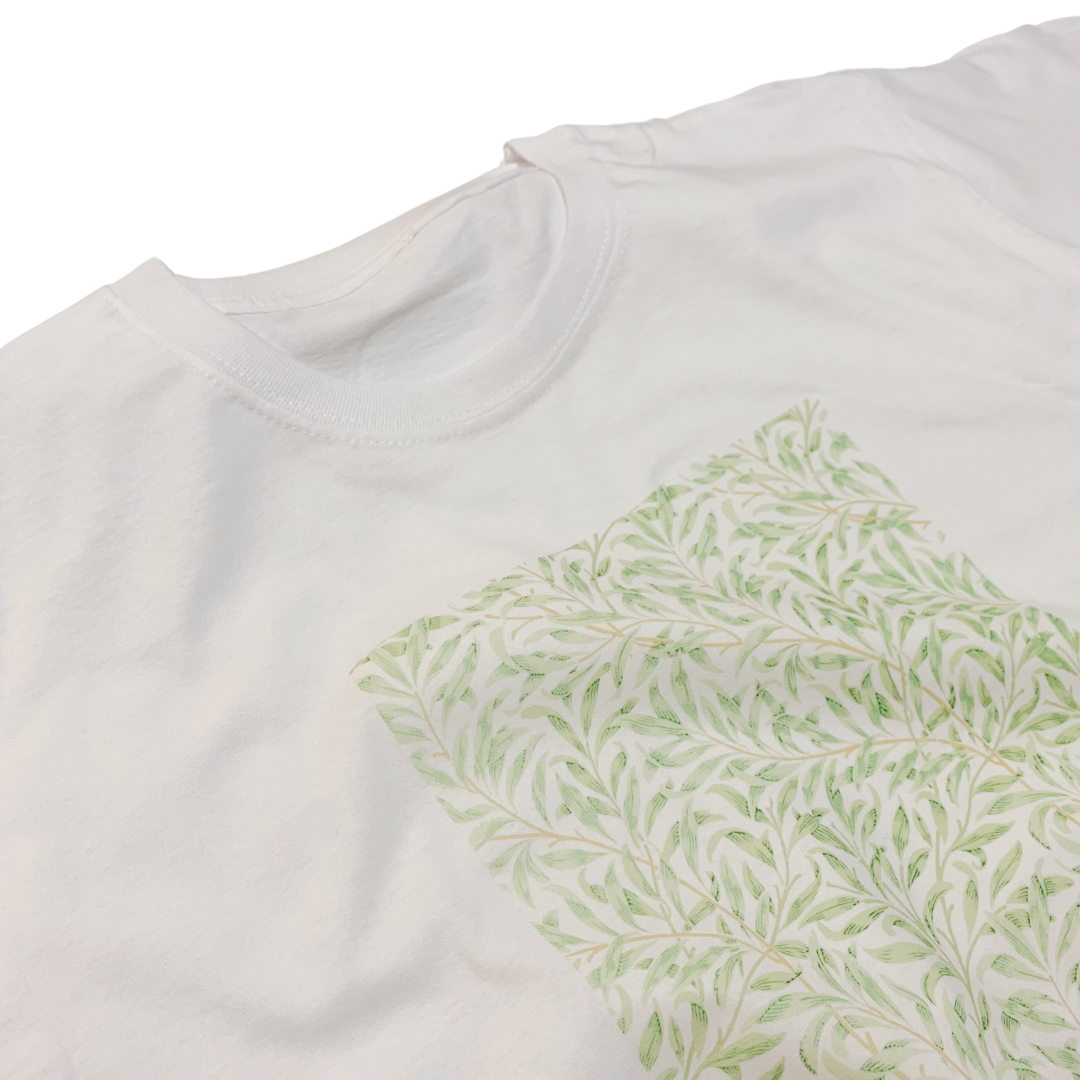 White William Morris Willow Bough Sage T-Shirt Art Pattern Top for wholesale on Faire1