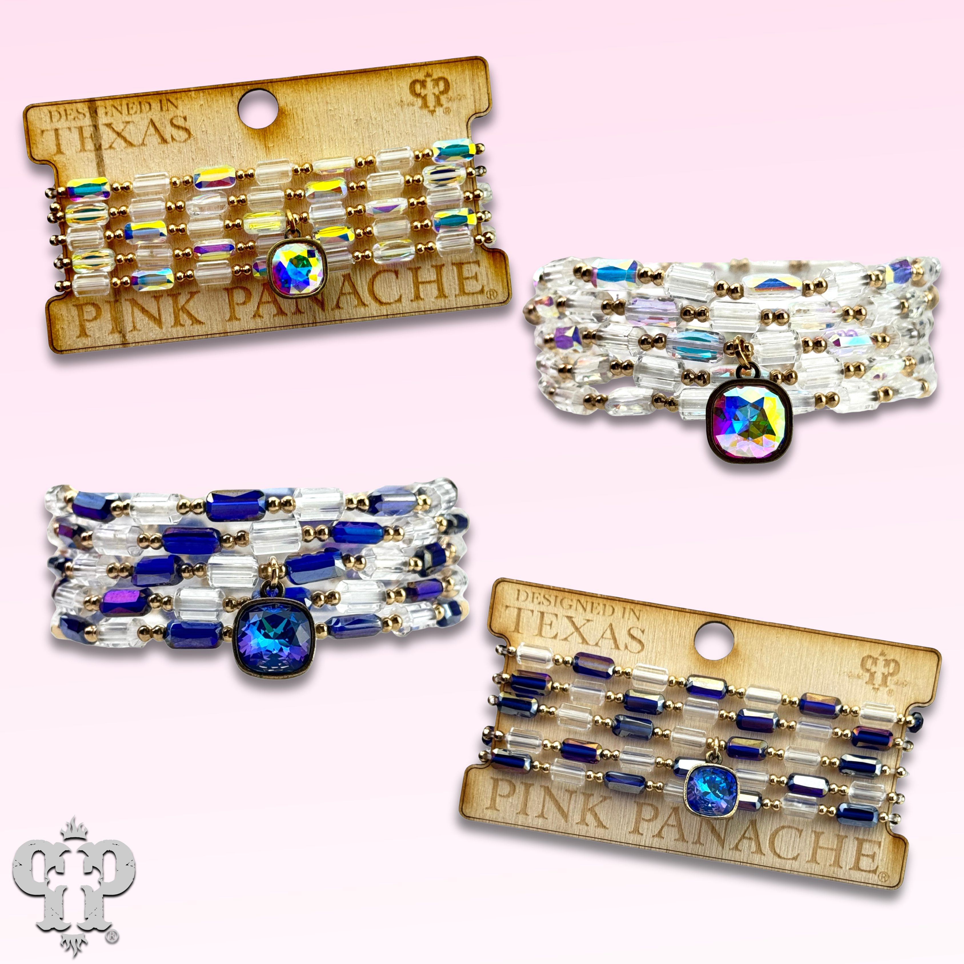 Pink Panache Brands - Wholesale Jewelry Set - Rectangle bead bracelet with Austrian crystal3