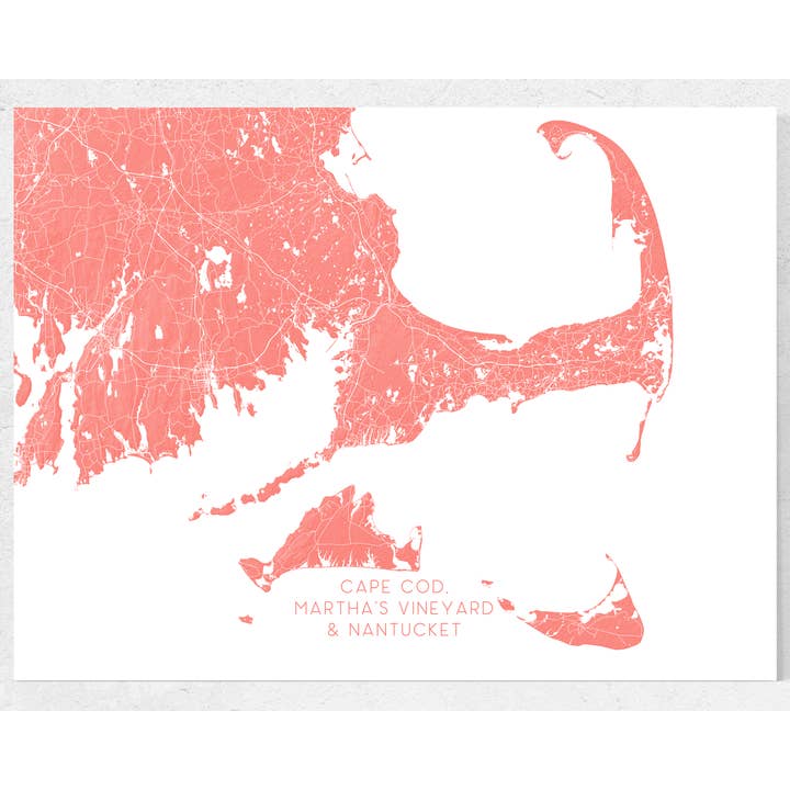 Maps As Art - Wholesale Art Print - Cape Cod, Nantucket, Martha's Vineyard Island Map Art Print2