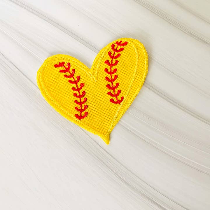 R & R Stitched - Wholesale Patch - Softball heart embroidered hat patch2
