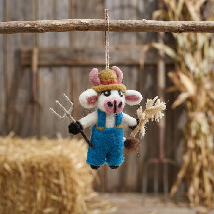 Felt So Good – Ornamento por atacado – Decoração artesanal Feltro Angus a Vaca Pendurado